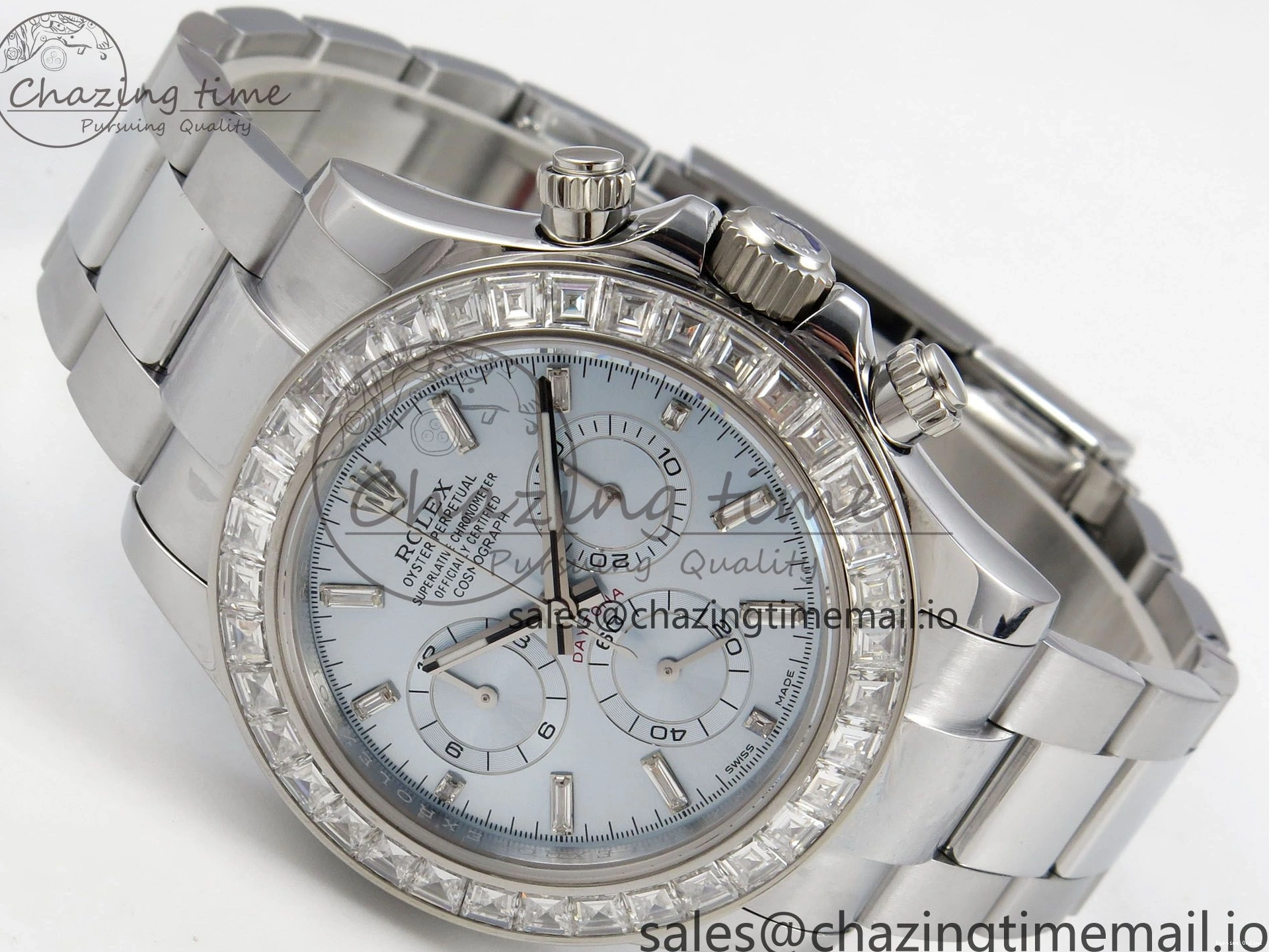 0227 Daytona 116576TBR 3CF 1:1 Best Edition diamonds Bezel Ice Blue Dial on SS Bracelet SH4130 V2(Mod Version) WaterResistant 140